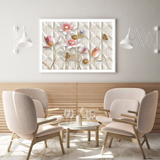 Lotus Flowers 3D Abstract Design Home Decor Premium Quality Poster Print Choose Your Sizes