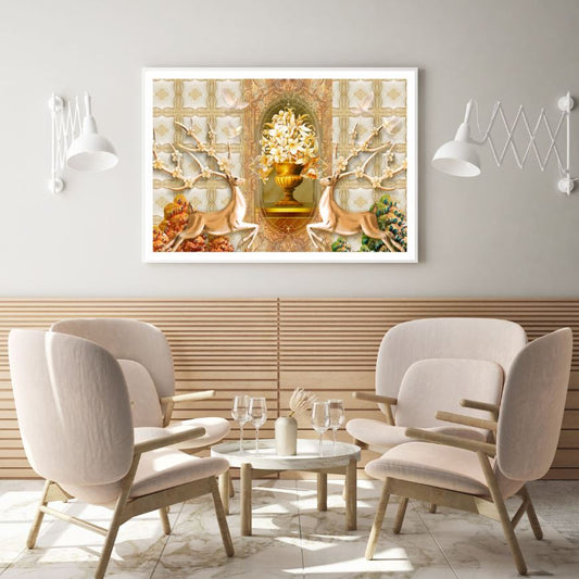 Deers Golden Abstract Design Home Decor Premium Quality Poster Print Choose Your Sizes