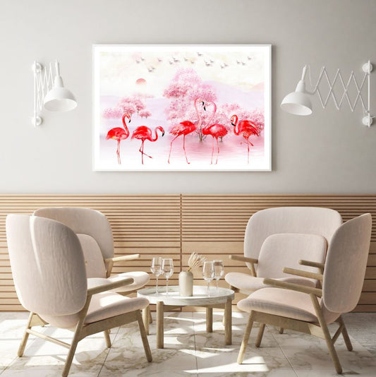 Flamingo Birds Watercolor Painting Home Decor Premium Quality Poster Print Choose Your Sizes