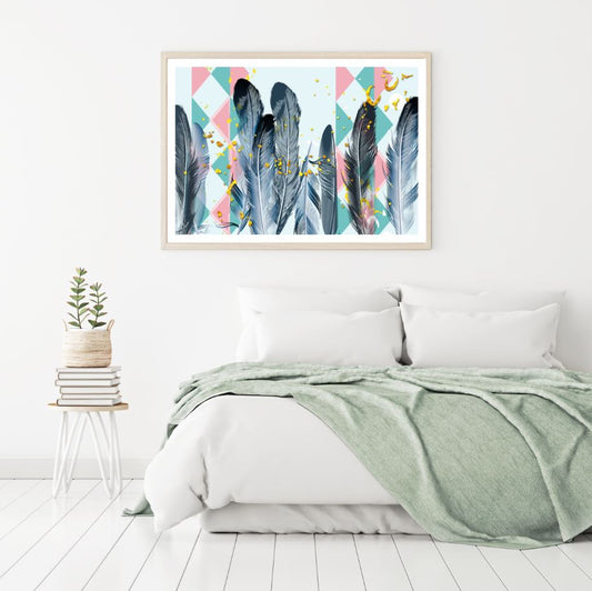 Black Feathers & Abstract Design Home Decor Premium Quality Poster Print Choose Your Sizes