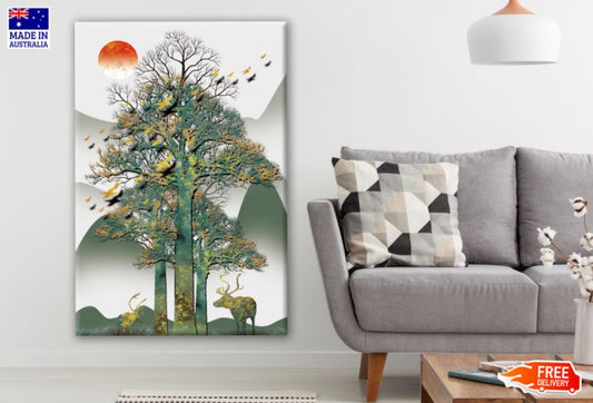 Deers & Trees Abstract Design Print 100% Australian Made