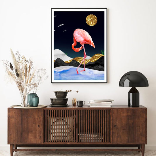 Flamingo Bird & Abstract Design Home Decor Premium Quality Poster Print Choose Your Sizes