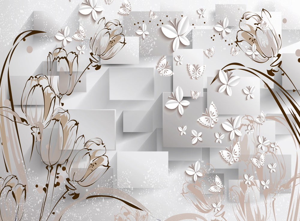 Gold & White 3D Floral Design Print 100% Australian Made
