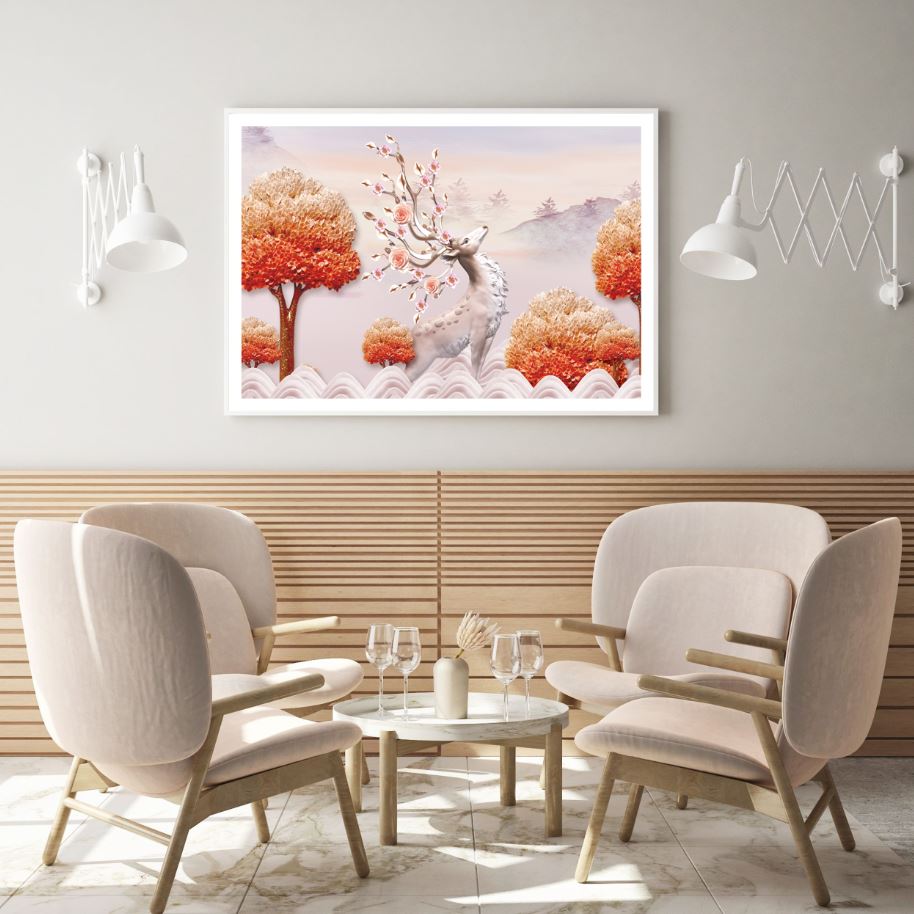 Deers & Trees Abstract Design Home Decor Premium Quality Poster Print Choose Your Sizes