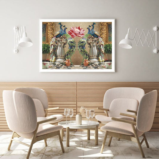 Peacocks & Flowers 3D Design Home Decor Premium Quality Poster Print Choose Your Sizes
