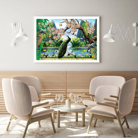 Peacocks & Flowers 3D Design Home Decor Premium Quality Poster Print Choose Your Sizes