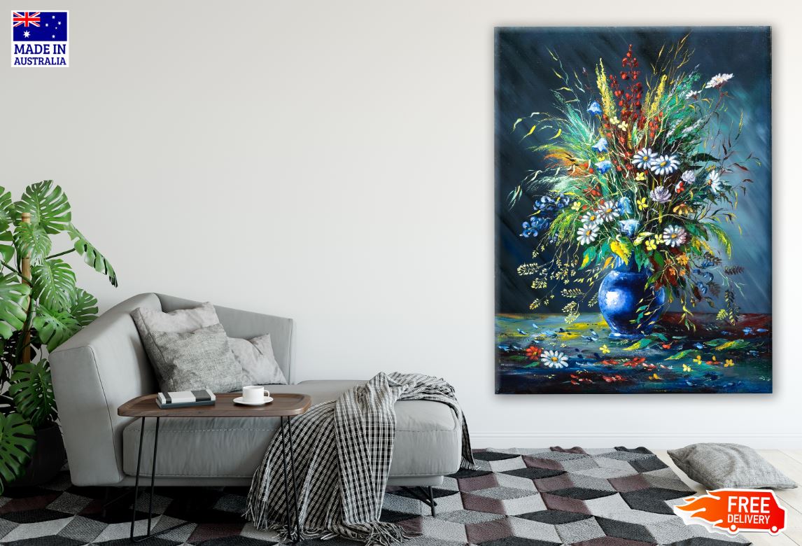 Colorful Flower Vase Watercolor Painting Print 100% Australian Made