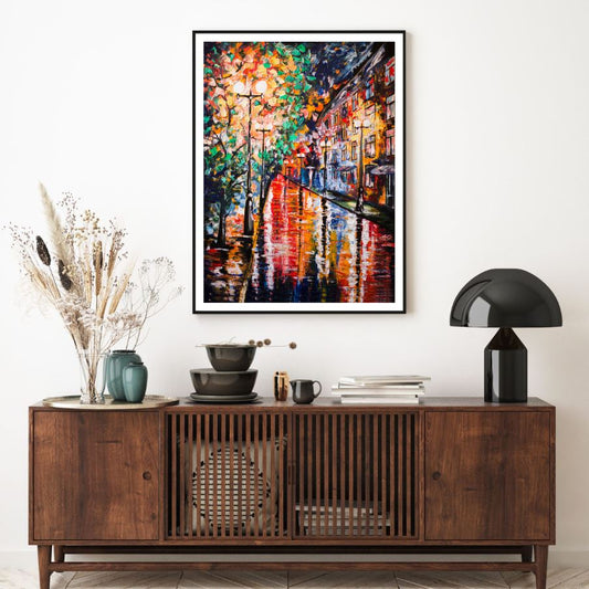 Colorful City Street Oil Painting Home Decor Premium Quality Poster Print Choose Your Sizes