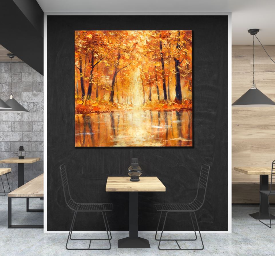 Square Canvas Autumn Tree Forest Watercolor Painting High Quality Prin –  Bella Home Decor
