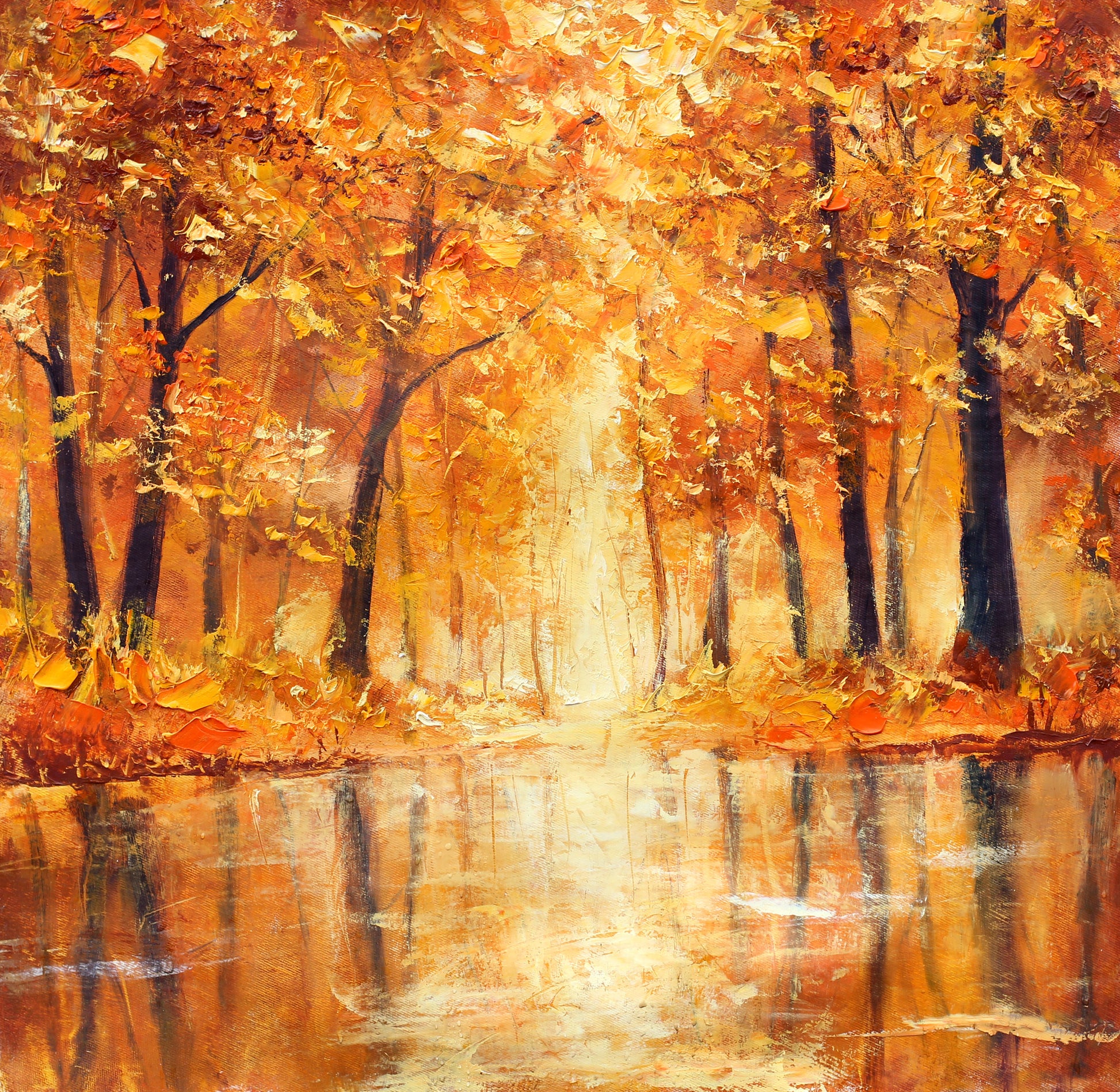 Square Canvas Autumn Tree Forest Watercolor Painting High Quality Print 100% Australian Made