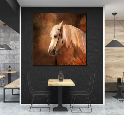 Square Canvas Horse Head Portrait Painting High Quality Print 100% Australian Made