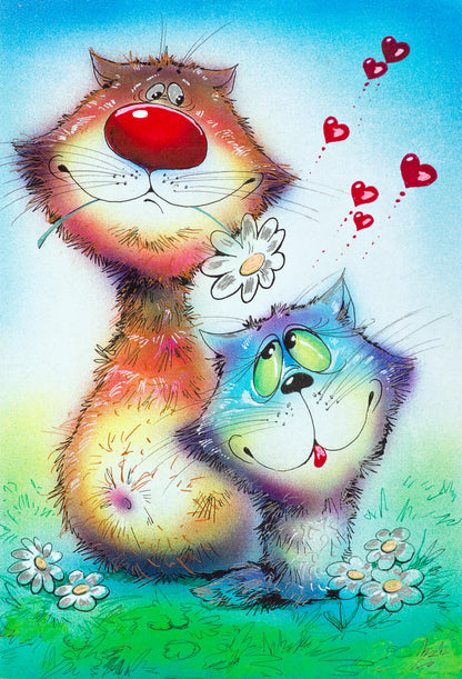 Two Cats Watercolor Painting Print 100% Australian Made