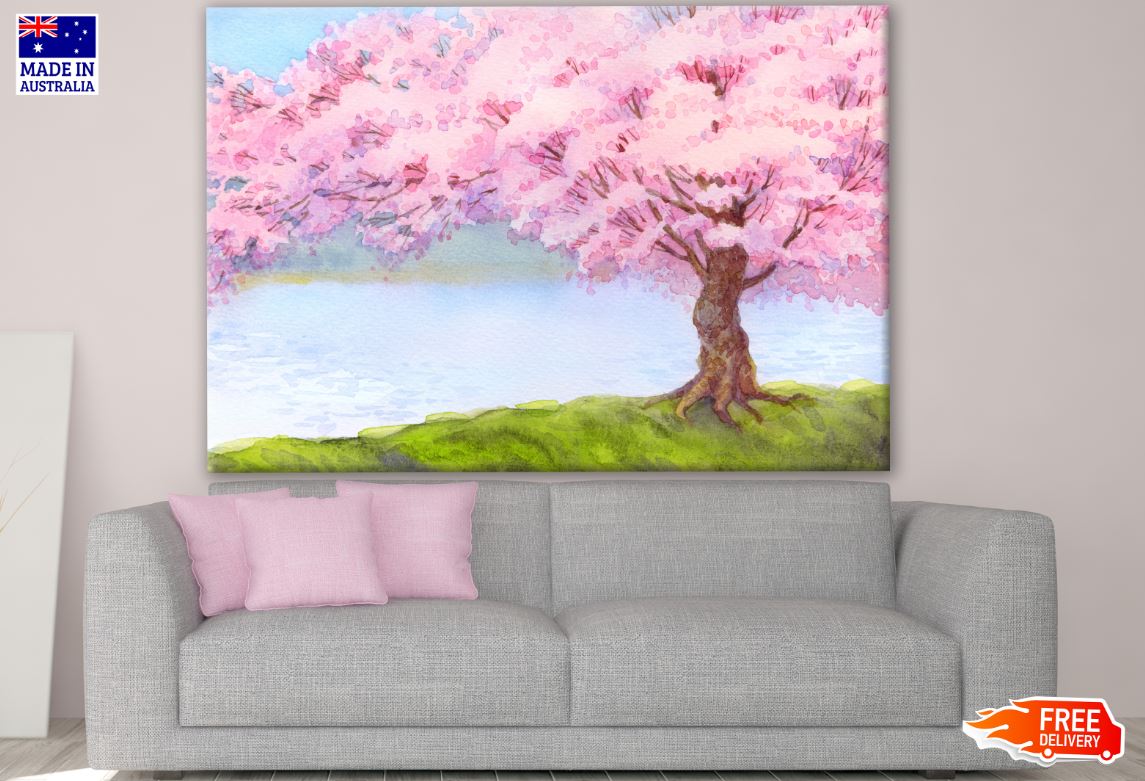 Pink Floral Tree Watercolor Painting Print 100% Australian Made