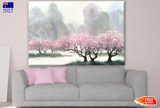 Colorful Floral Trees Watercolor Painting Print 100% Australian Made