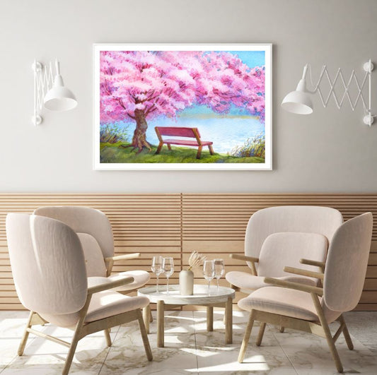 Blossom Tree & Bench Watercolor Home Decor Premium Quality Poster Print Choose Your Sizes