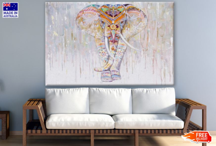 Colorful Shapes Elephant Painting Print 100% Australian Made