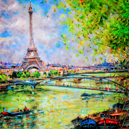 Square Canvas Eiffel Tower & Nature Scenery Watercolor Painting High Quality Print 100% Australian Made