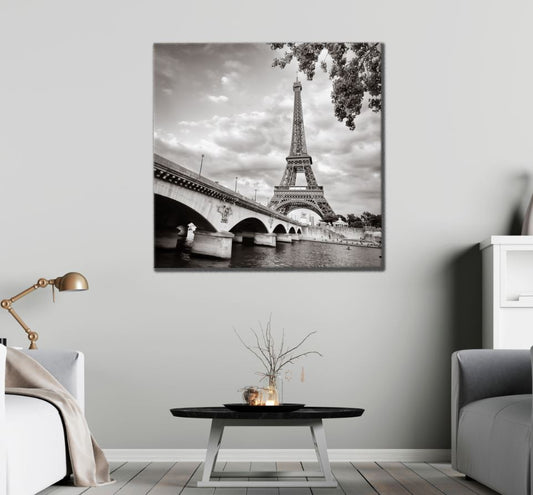 Square Canvas Eiffel Tower B&W Photograph High Quality Print 100% Australian Made