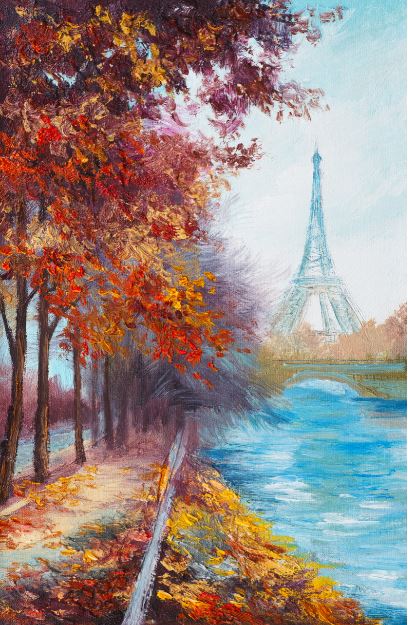 Eiffel Tower & River Waterfall Home Decor Premium Quality Poster Print Choose Your Sizes