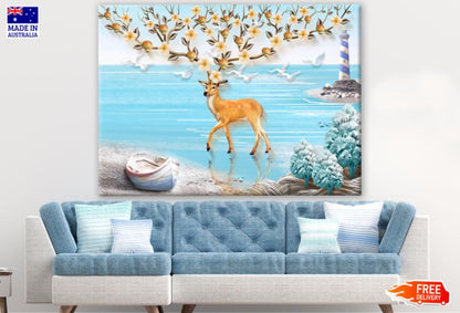 Deer & Floral Antler & Sea 3D Design Print 100% Australian Made