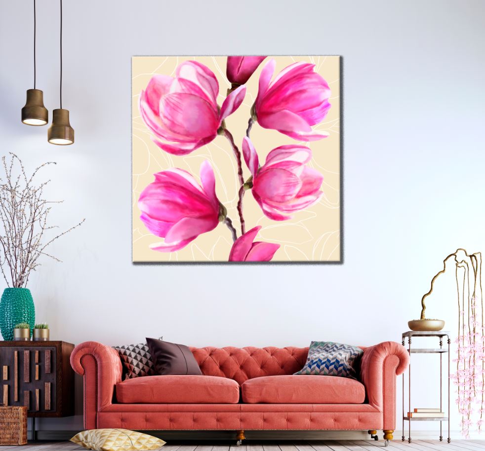 Square Canvas Pink Flowers Closeup Photograph High Quality Print 100% Australian Made