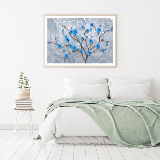 Blue Flower Tree Watercolor Painting Home Decor Premium Quality Poster Print Choose Your Sizes