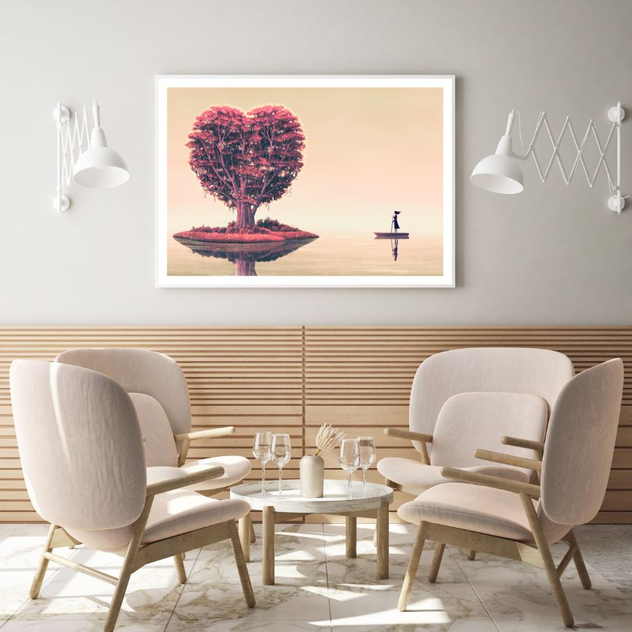 Girl & Heart Shaped Tree Design Home Decor Premium Quality Poster Print Choose Your Sizes