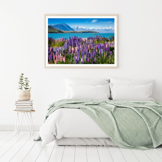 Lake & Purple Flower Field Scenic Photograph Home Decor Premium Quality Poster Print Choose Your Sizes
