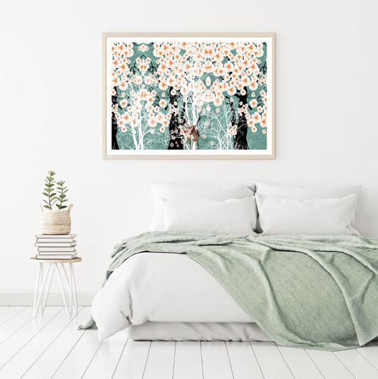 Deer & Flower Tree Abstract Design Home Decor Premium Quality Poster Print Choose Your Sizes