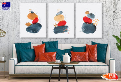 3 Set of Colorful Abstract Shapes Design High Quality Print 100% Australian Made Wall Canvas Ready to Hang