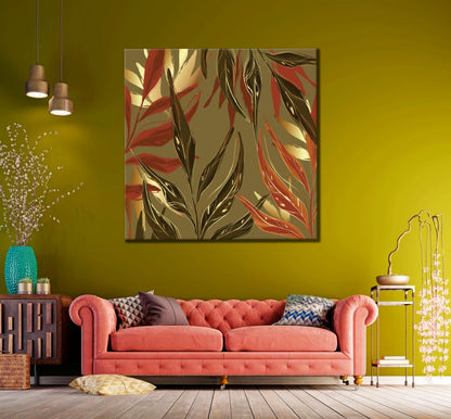 Square Canvas Colorful Abstract Leaves Design High Quality Print 100% Australian Made