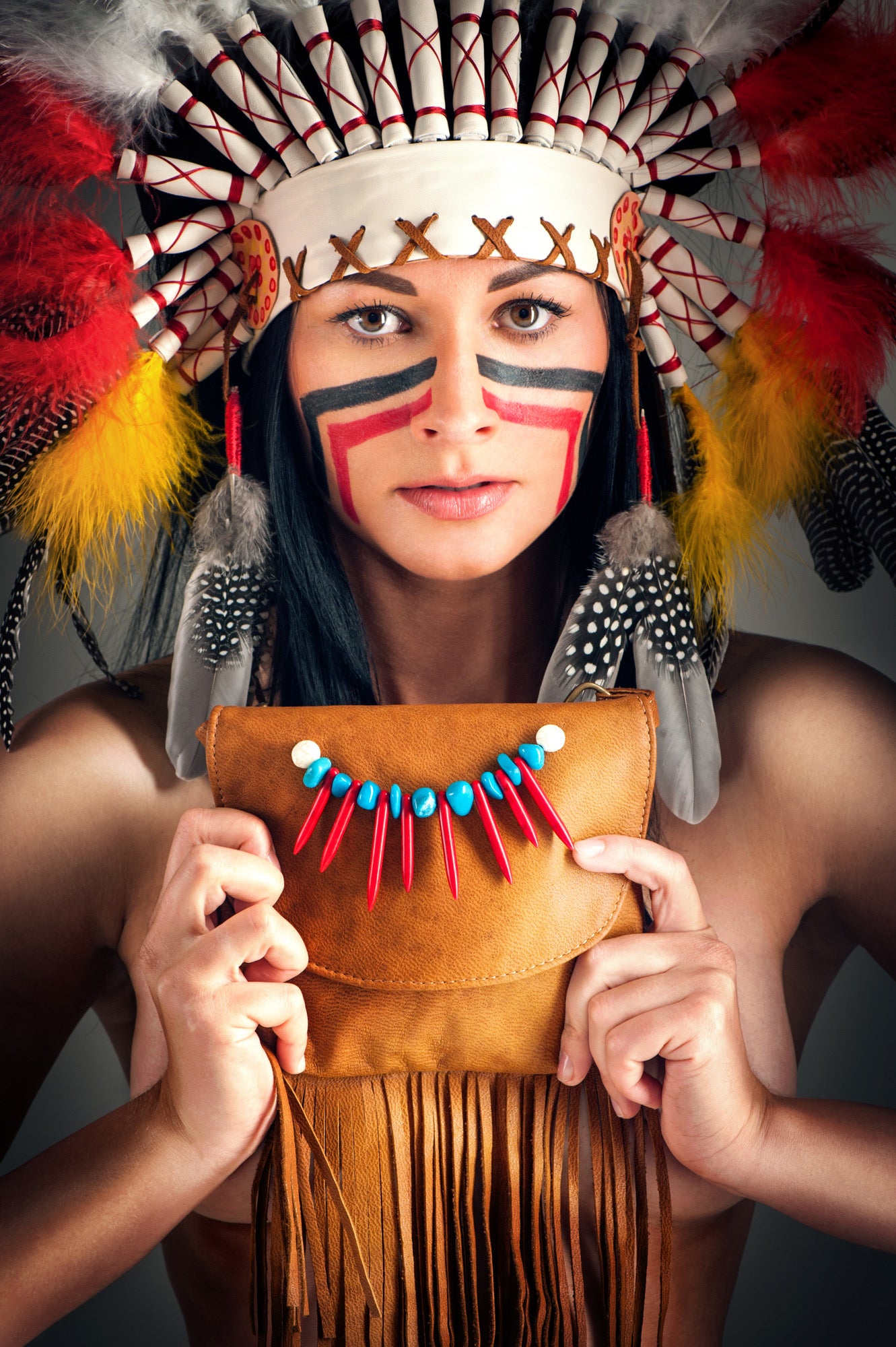 Girl with Feather Headdress Photograph Print 100% Australian Made