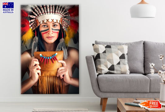 Girl with Feather Headdress Photograph Print 100% Australian Made