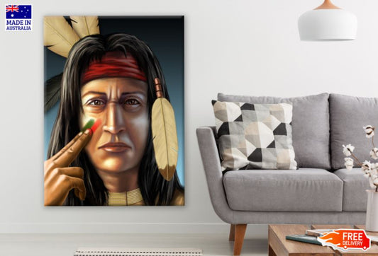 Girl with Feather Headdress Digital Painting Print 100% Australian Made