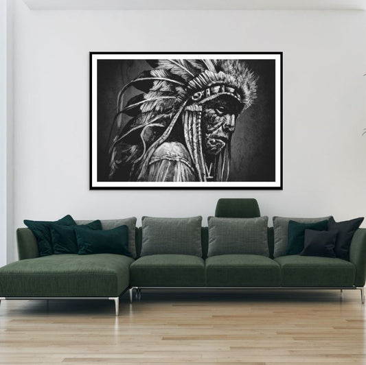 Indian Worrier B&W Painting Home Decor Premium Quality Poster Print Choose Your Sizes