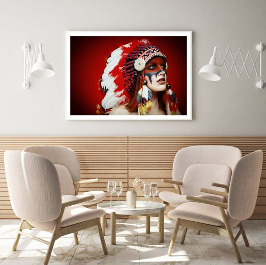 Girl With Feather Headdress Portrait Photograph Home Decor Premium Quality Poster Print Choose Your Sizes