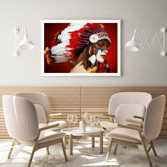 Girl With Feather Headdress Portrait Photograph Home Decor Premium Quality Poster Print Choose Your Sizes