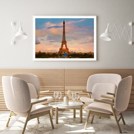Eiffel Tower at Sunset Photograph Home Decor Premium Quality Poster Print Choose Your Sizes