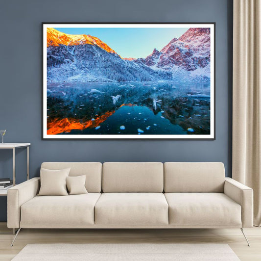Frozen Lake Near Mountains View Photograph Home Decor Premium Quality Poster Print Choose Your Sizes