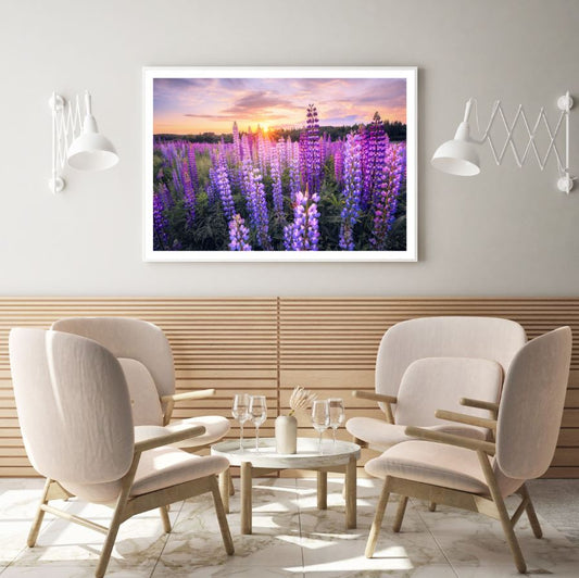 Purple Flower Field Scenery View Photograph Home Decor Premium Quality Poster Print Choose Your Sizes