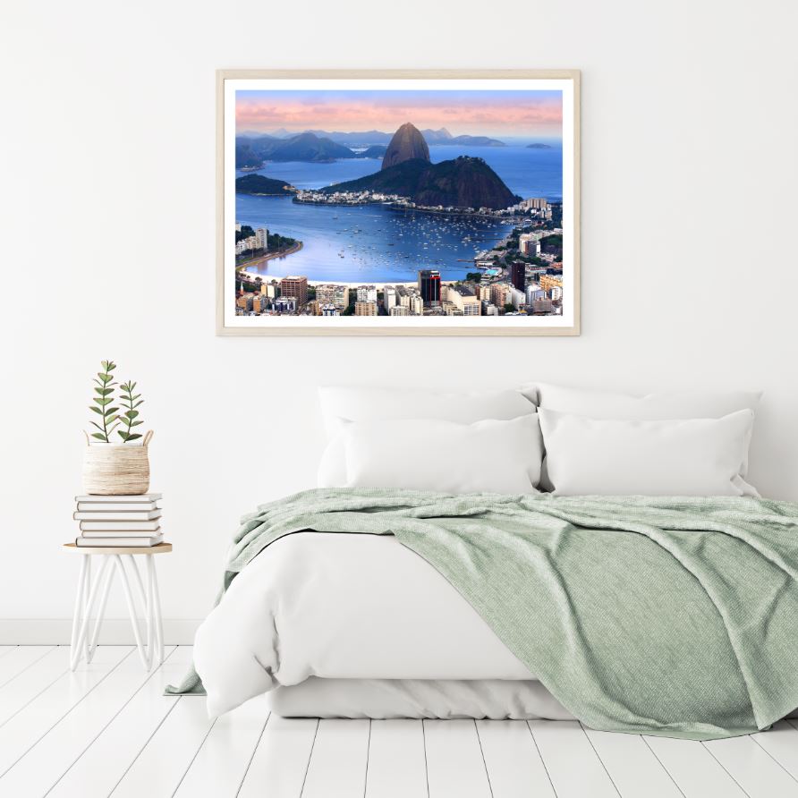 City Near Sea & Mountain Scenery Photograph Home Decor Premium Quality Poster Print Choose Your Sizes