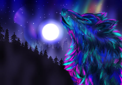 Colorful Wolf Portrait Abstract Art Home Decor Premium Quality Poster Print Choose Your Sizes