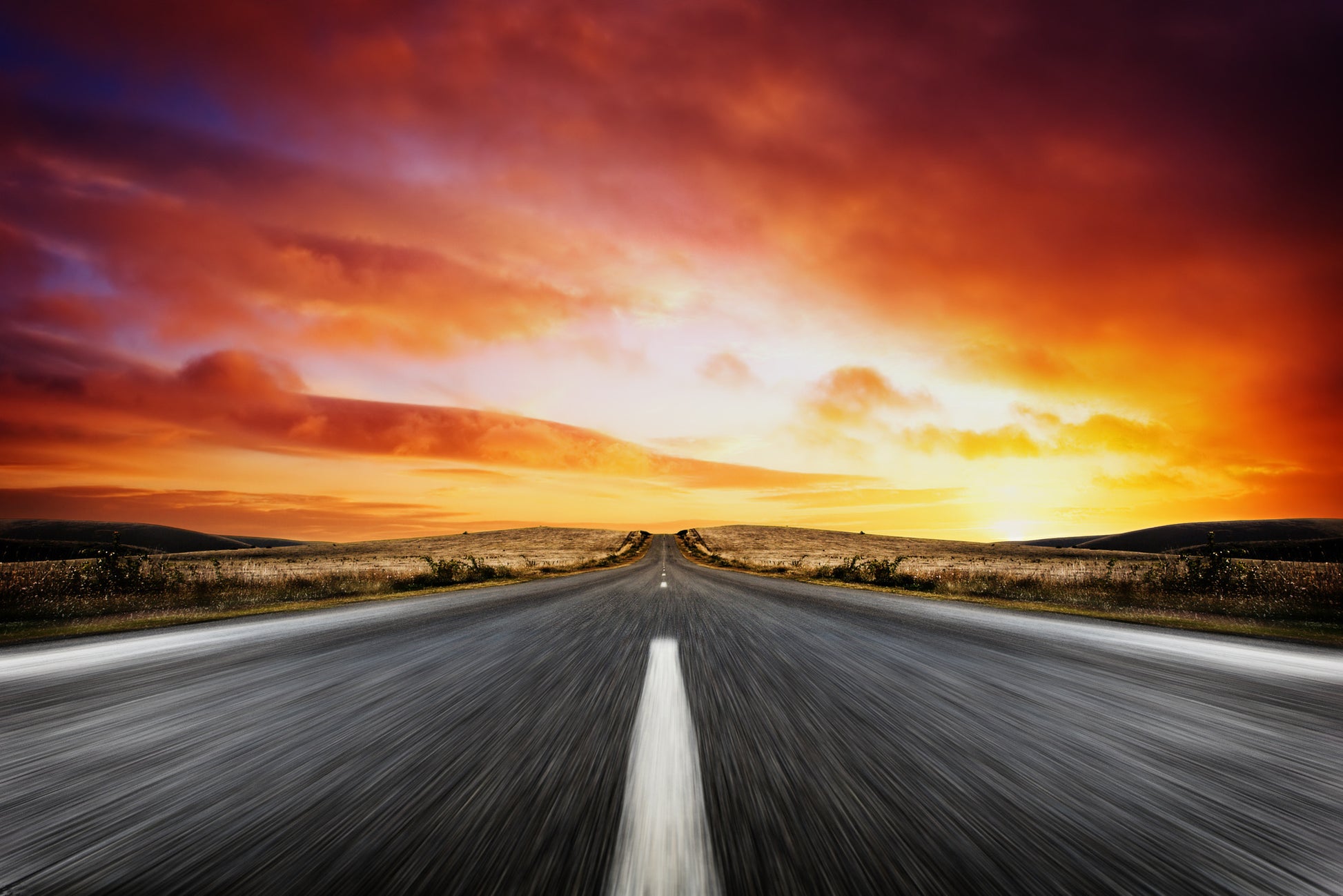 Road at Sunset Scenery Photograph Home Decor Premium Quality Poster Print Choose Your Sizes