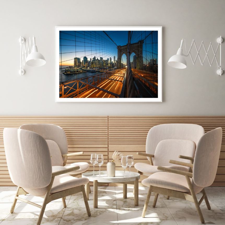 Brooklyn Bridge Night Photograph Home Decor Premium Quality Poster Print Choose Your Sizes