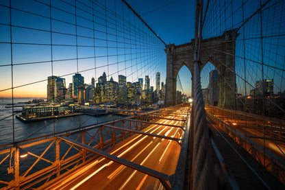 Brooklyn Bridge Night Photograph Home Decor Premium Quality Poster Print Choose Your Sizes