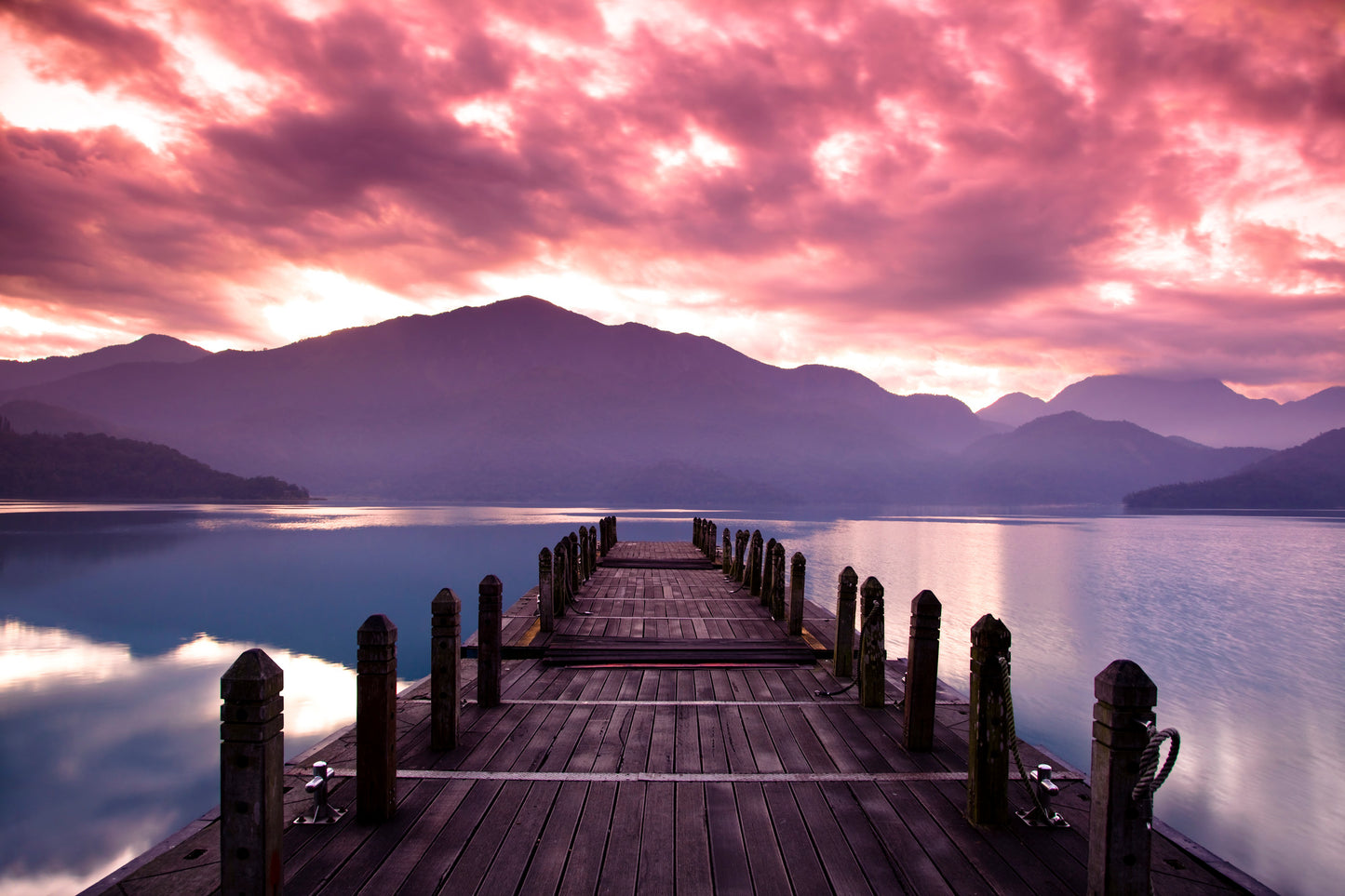 Wooden Pier Over Lake at Sunset Photograph Home Decor Premium Quality Poster Print Choose Your Sizes