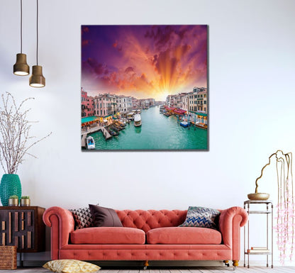 Square Canvas River & City Photograph High Quality Print 100% Australian Made