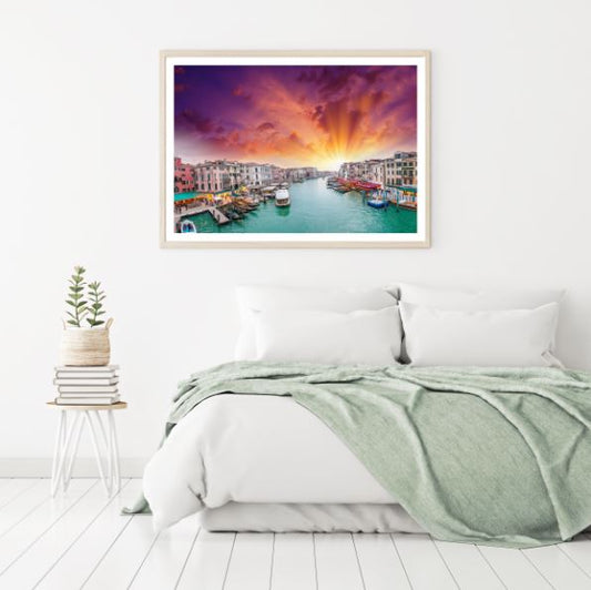 Buildings Near Canal Sunset Photograph Home Decor Premium Quality Poster Print Choose Your Sizes