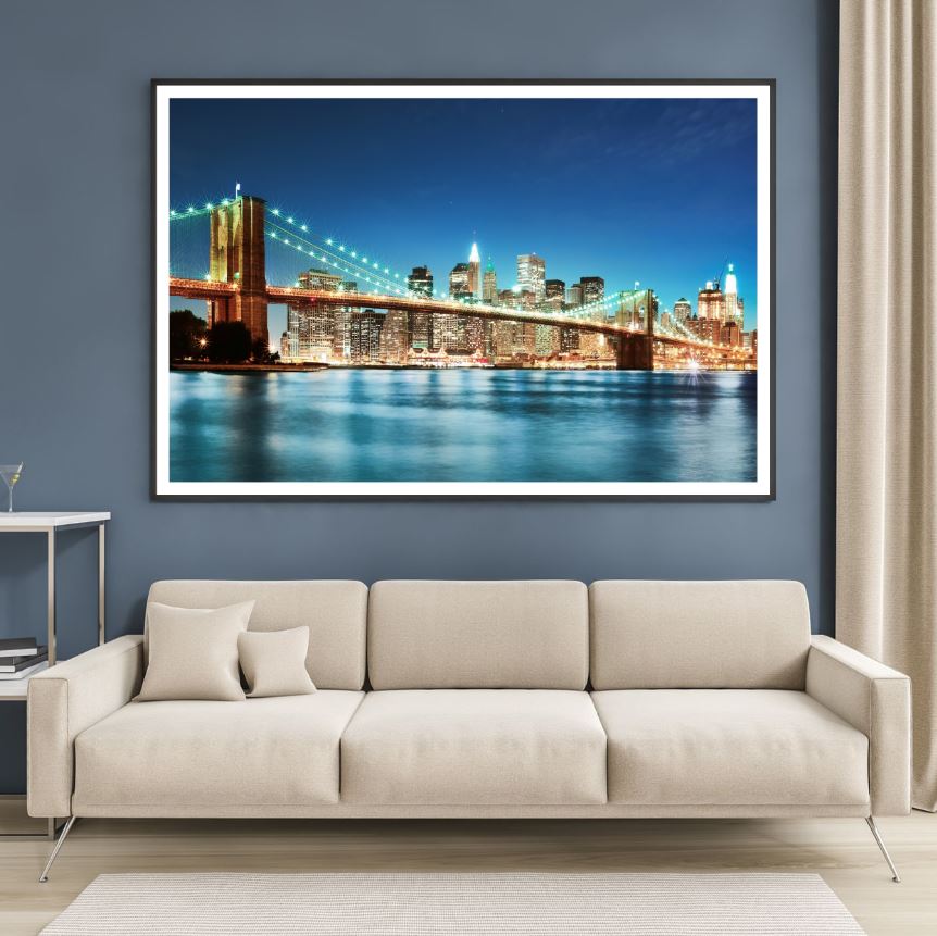 City & Bridge Night View Photograph Home Decor Premium Quality Poster Print Choose Your Sizes