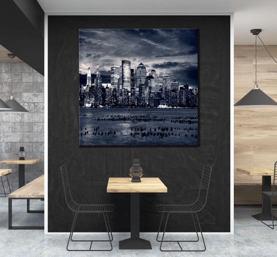 Square Canvas City B&W Photograph High Quality Print 100% Australian Made